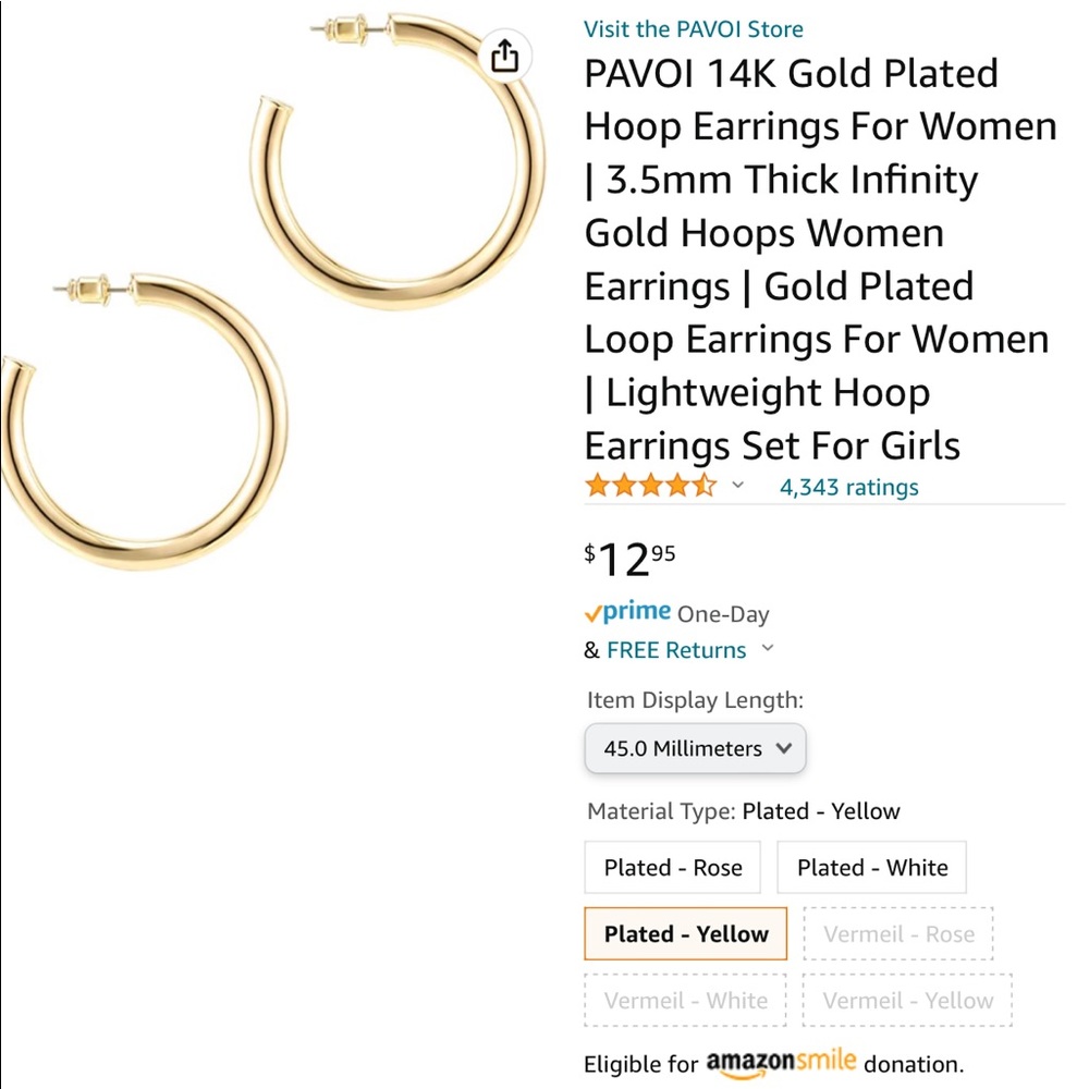 Pavoi gold hoops